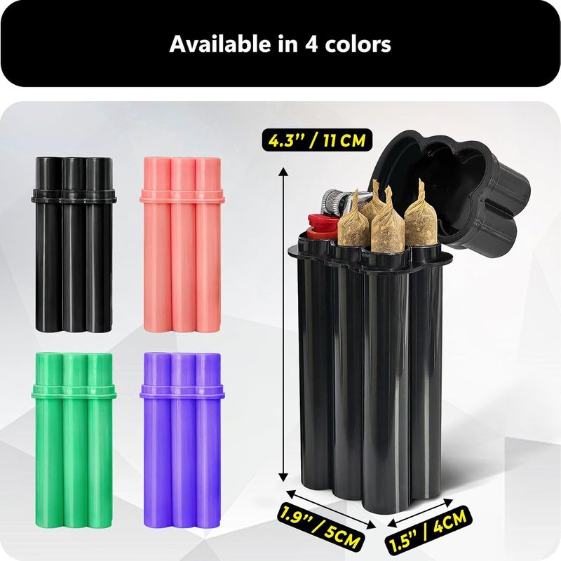 roygra (4 عبوات) حافظة مخروطية بحجم كينغ، علبة سجائر 4 فتحات للحجم العادي مع حاملة ولاعة، صندوق تخزين بسعة 4 أو 6، ملحقات تدخين صغيرة لورق التدخين المسبق - Image 4